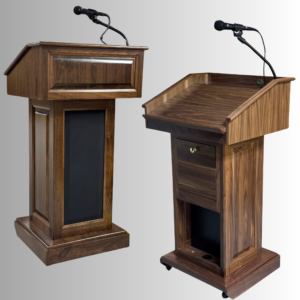 portable sound lectern made in the USA. Counselor evolution podium with microphone