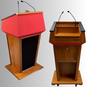 Presidential Evolution podium in solid wood with built-in sound system and microphone