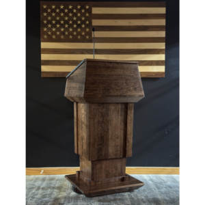 Wood height-adjustable podium