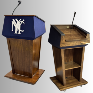 PRES500-W-DW Presidential Podium with Logo Wood Lecter