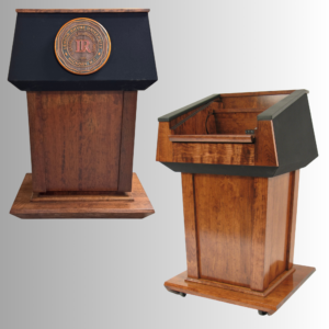 PRES900-LIFT Large Height Adjustable Presidential Podium Front and Back