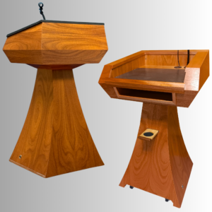 STM019-S Statesman Slim Curved Wood Podium Front and Back