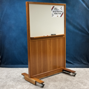 Bulletproof Whiteboard Mobile Rolling Wood