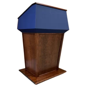 Solid wood oversized Presidential podium with drop-down top and magnetic logo panel