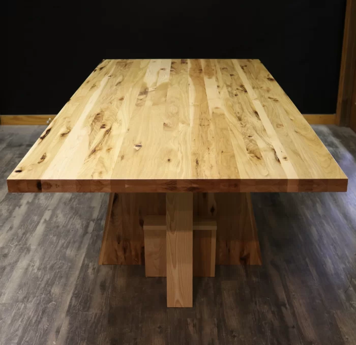 72-inch rectangular rustic hickory wood conference table with natural finish, handcrafted in the USA for executive boardrooms and upscale offices.