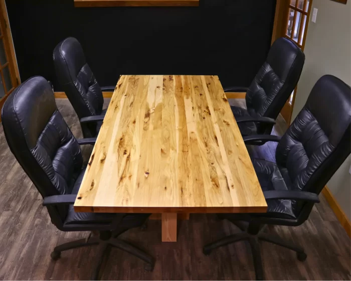 Rectangle Luxury Solid Top Rustic Hickory Wood Table – Handcrafted Executive Table - Image 2