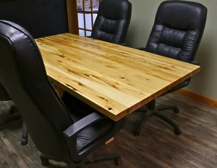 Rectangle Luxury Solid Top Rustic Hickory Wood Table – Handcrafted Executive Table - Image 4