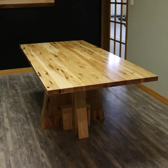 Rectangle Luxury Solid Top Rustic Hickory Wood Table – Handcrafted Executive Table - Image 3