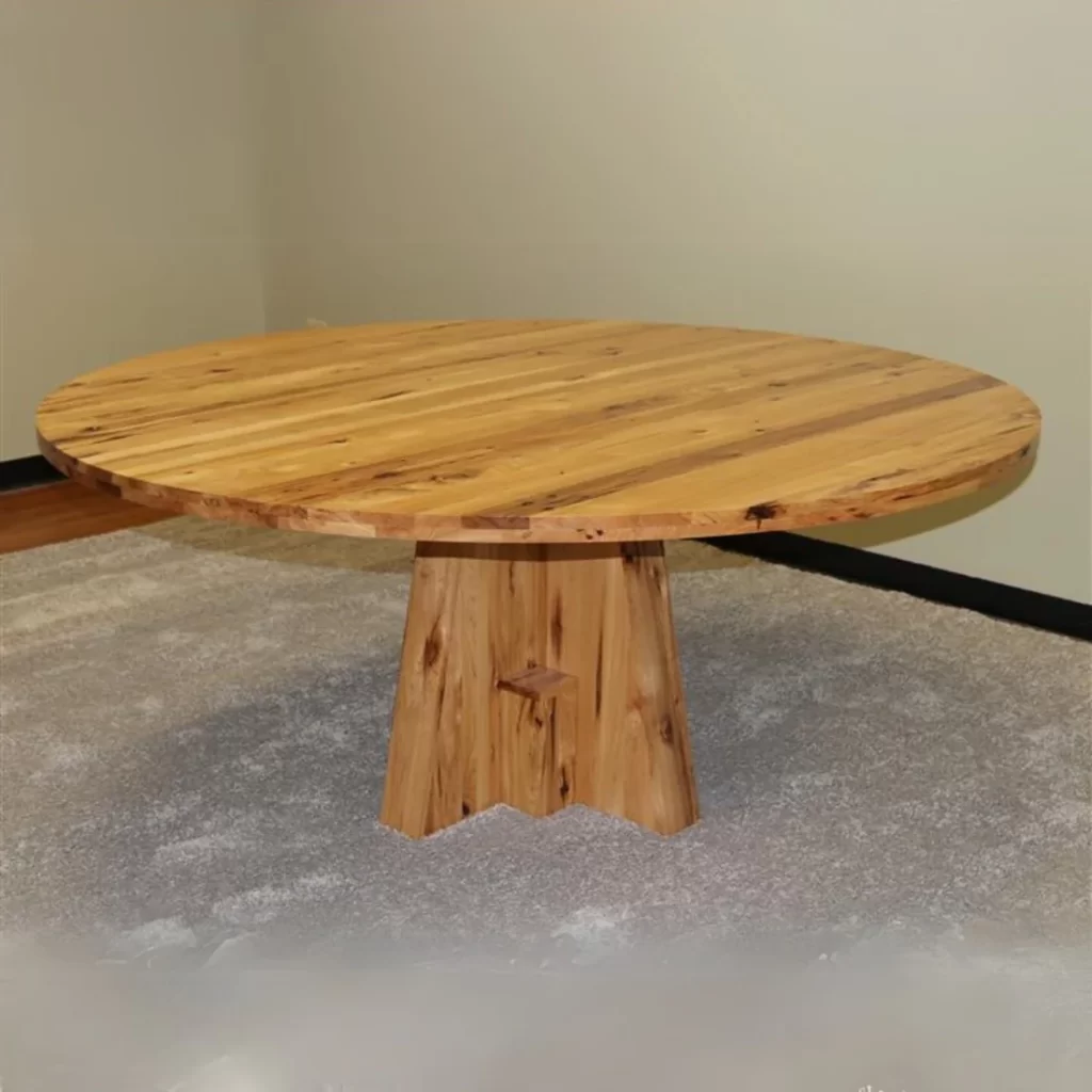 rustic hickory conference table or dining table. 6ft diameter round shape