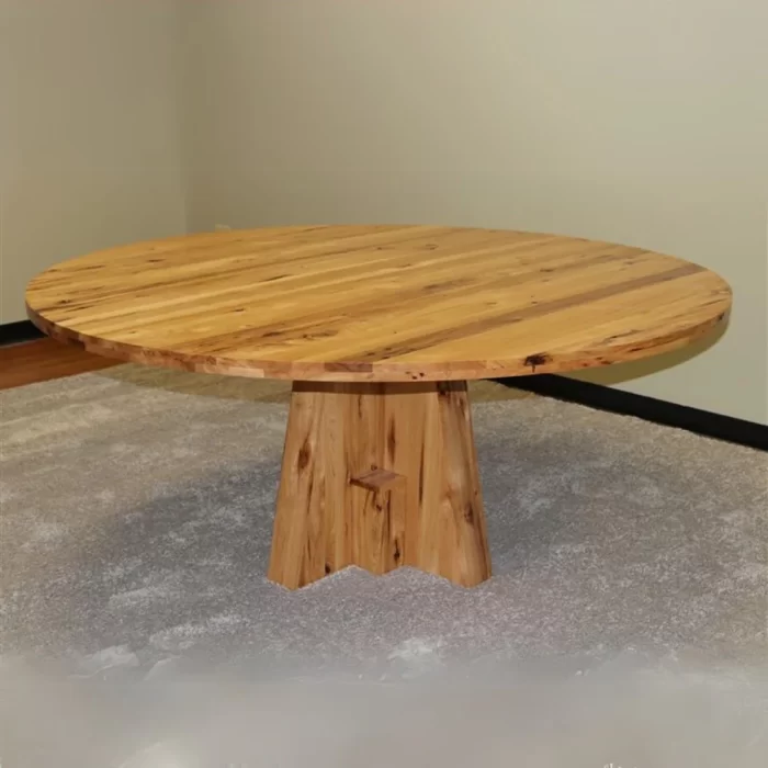 rustic hickory conference table or dining table. 6ft diameter round shape