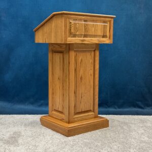 Counselor™ Solid Oak Podium - Early American Stain QUICK SHIP