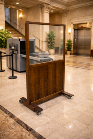 Glass Bullet-Resistant Panel with casters