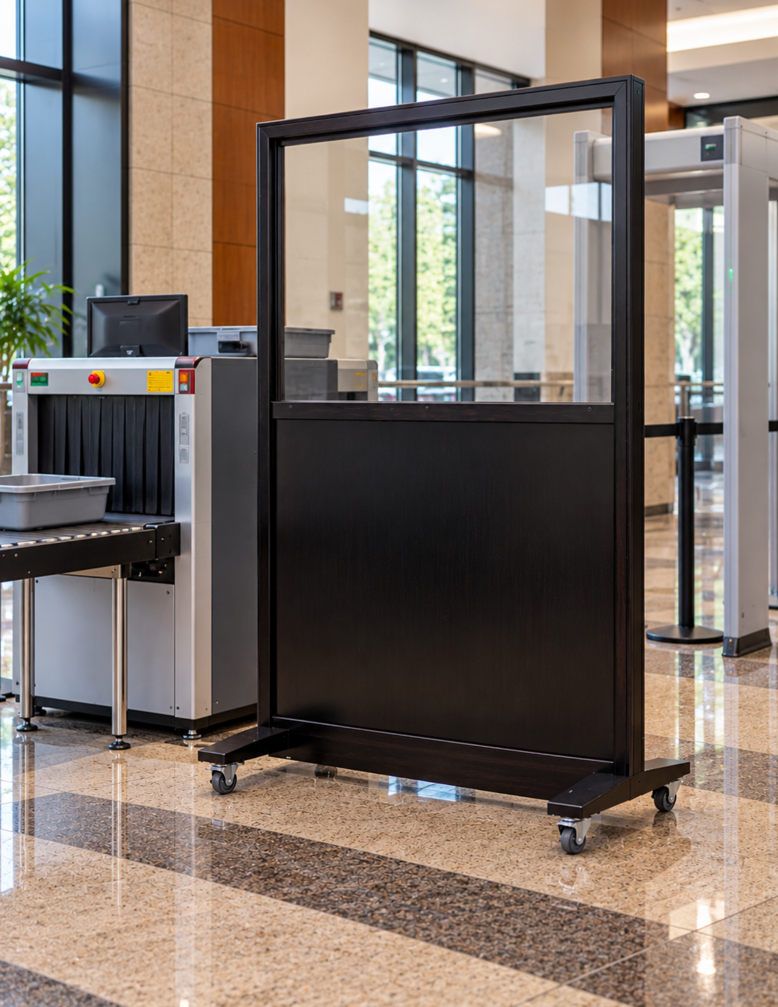 Mobile Ballistic Panel in Lobby Security Checkpoint